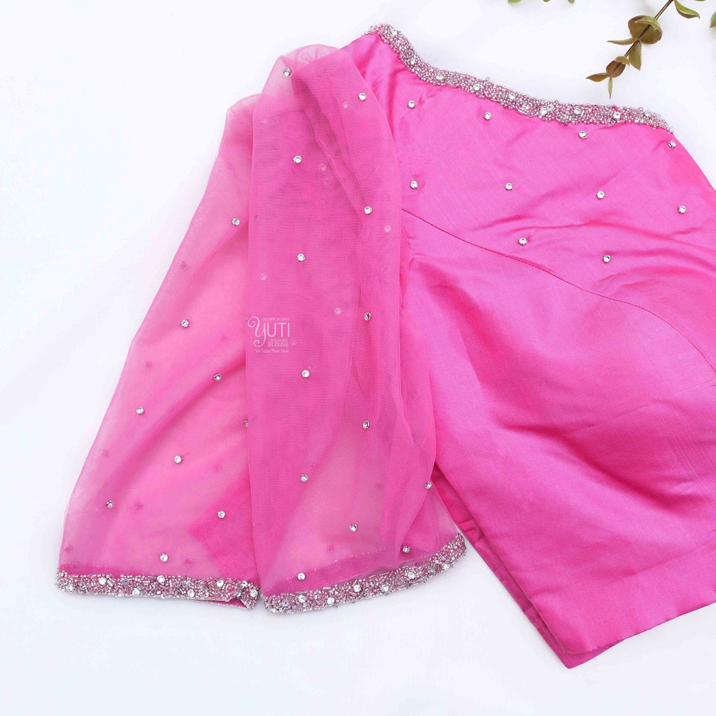 Fierce in this fuchsia pink embroidery blouse