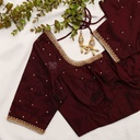 Dark Scarlet aari bridal blouse