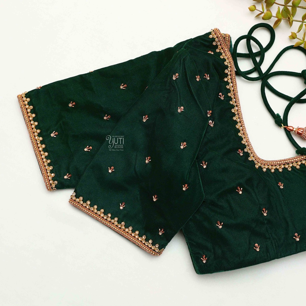 Fierce and fabulous Racing Green Embroidery Blouse: