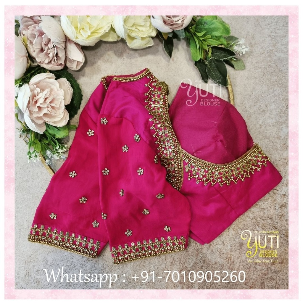 Pink kundan  design Stitching