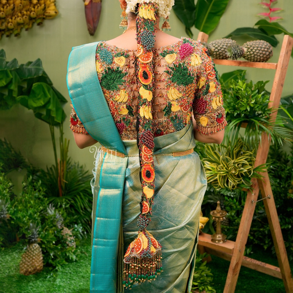 3D Fruit bridal Jadai pattai Stitching