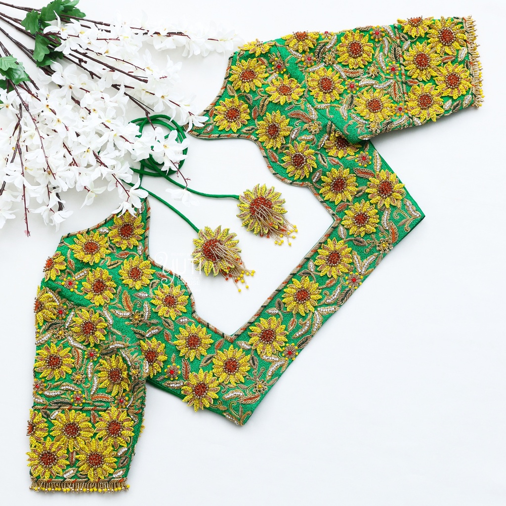 3D Stunning Floral Masterpiece bridal blouse Stitching