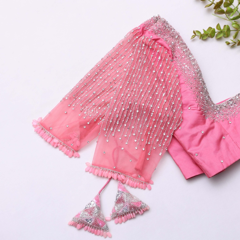 Bashful Pink embroidery bridal blouse Stitching