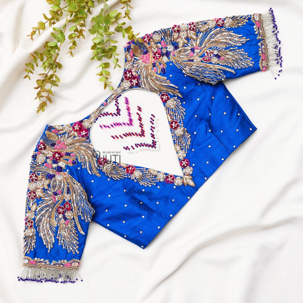 Blue Bridal Design Blouse Stitching
