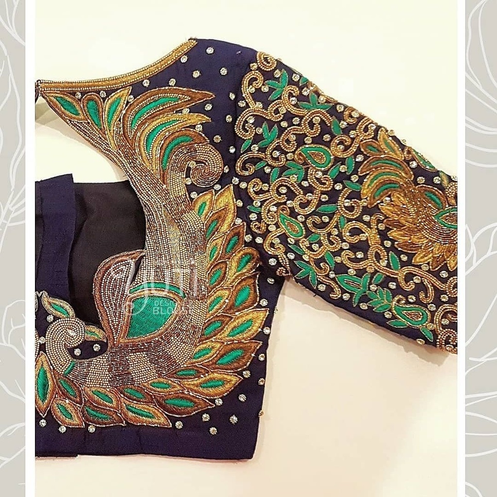 Blue Peacock Designer blouse Stitching