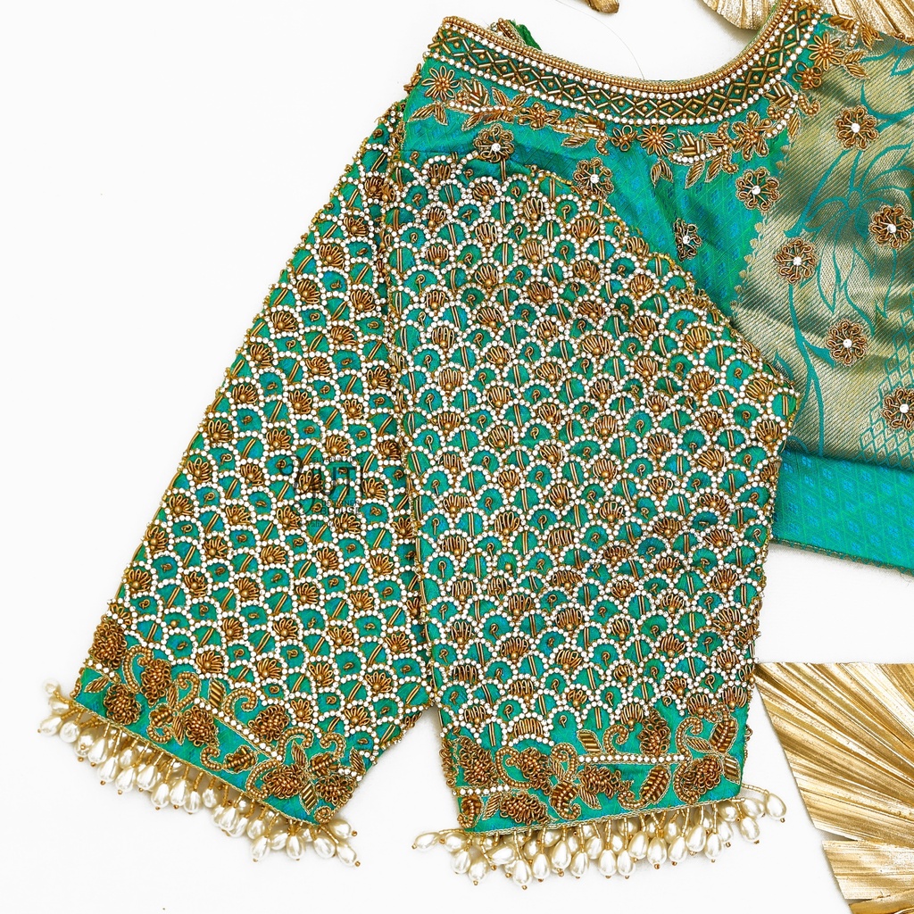 Blue Scallope design Stitching