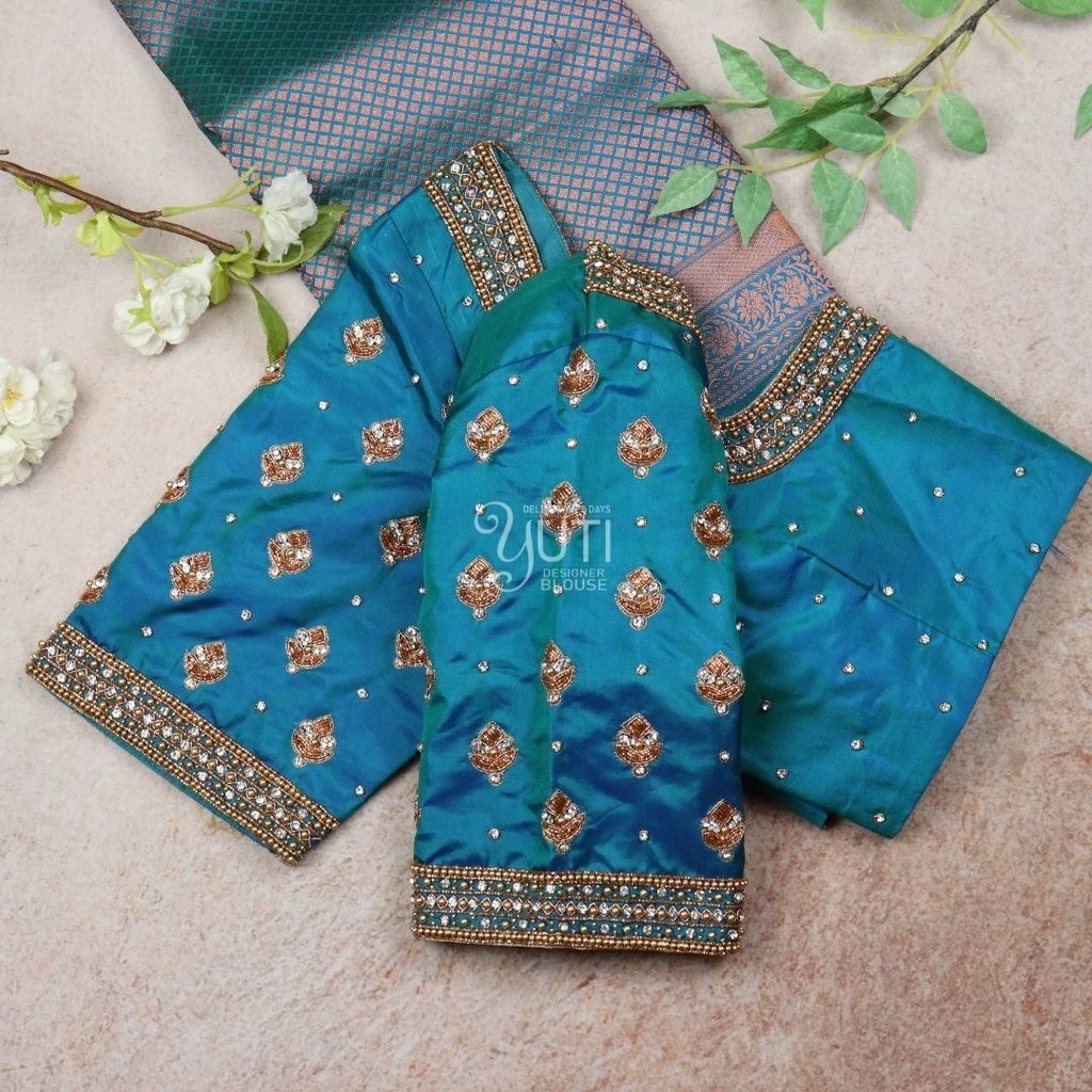 Blue Zardosi Design Stitching