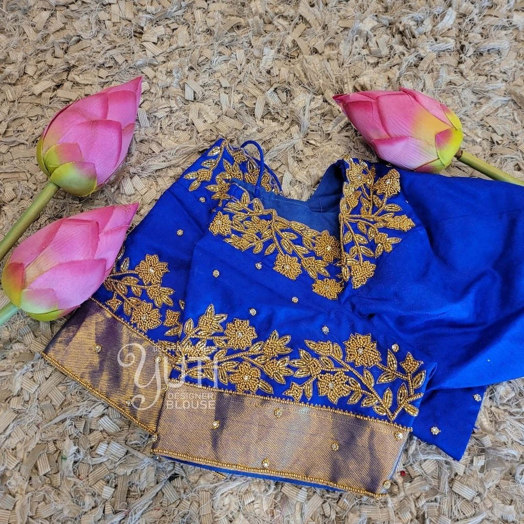 Blue bead cutwork design Stitching