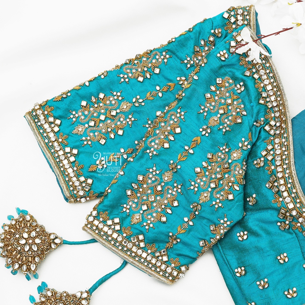 Blue cover kundan design Stitching