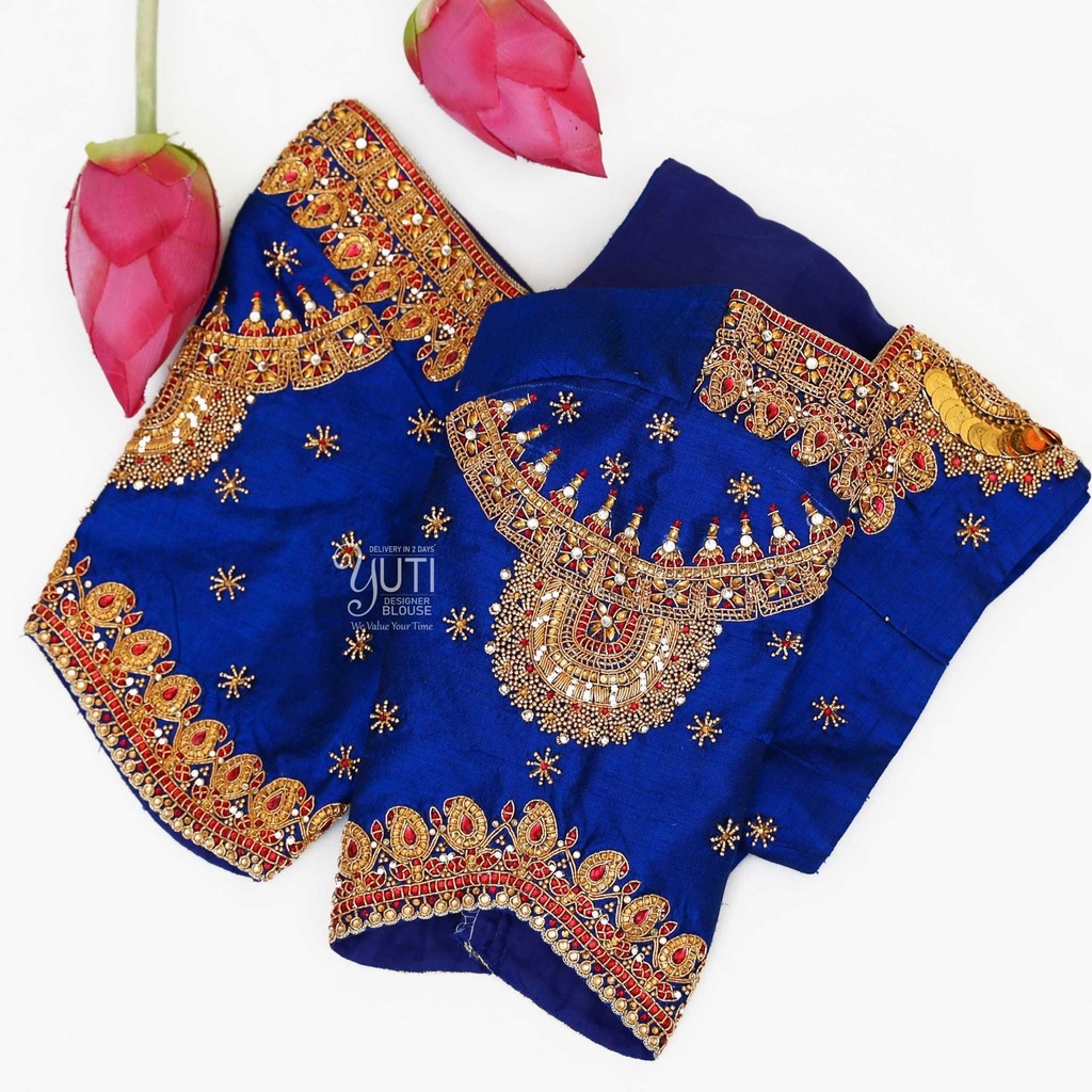 Blue kemp bridal blouse Stitching