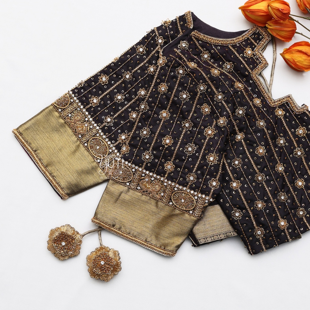 Brown line design with highlight Stitching