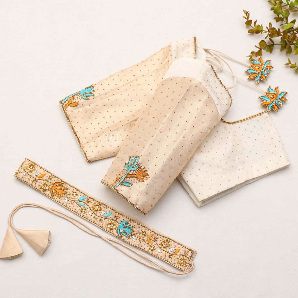 Channeling desert vibes with this stunning sand-hued embroidery blouse Stitching