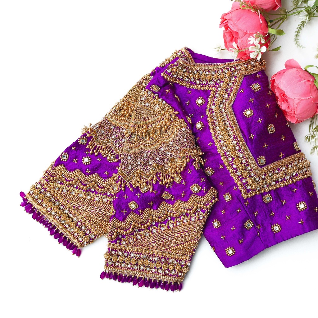 Dark Magenta embroidery blouse Stitching