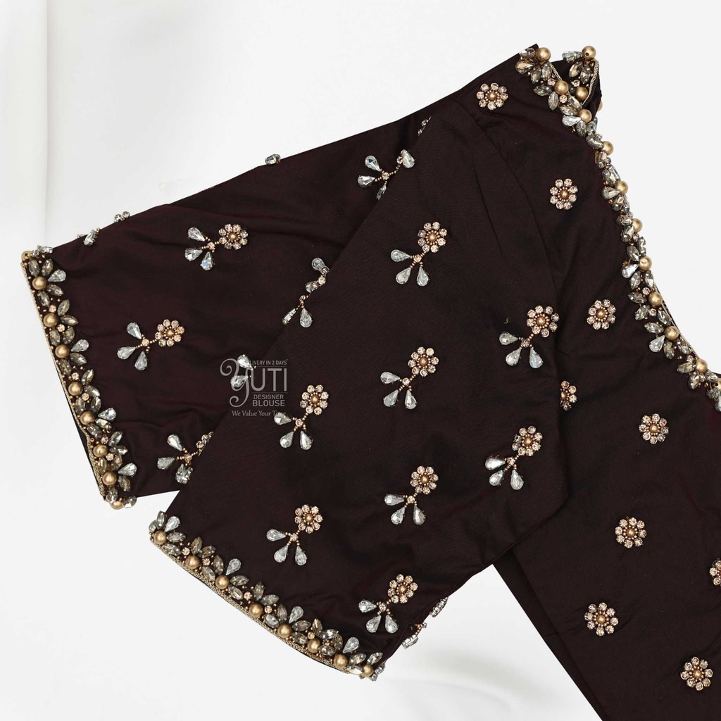 Dark brown floral bridal blouse Stitching