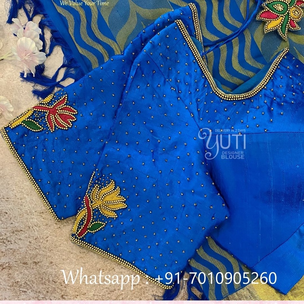 Blue Floral Design  Stitching
