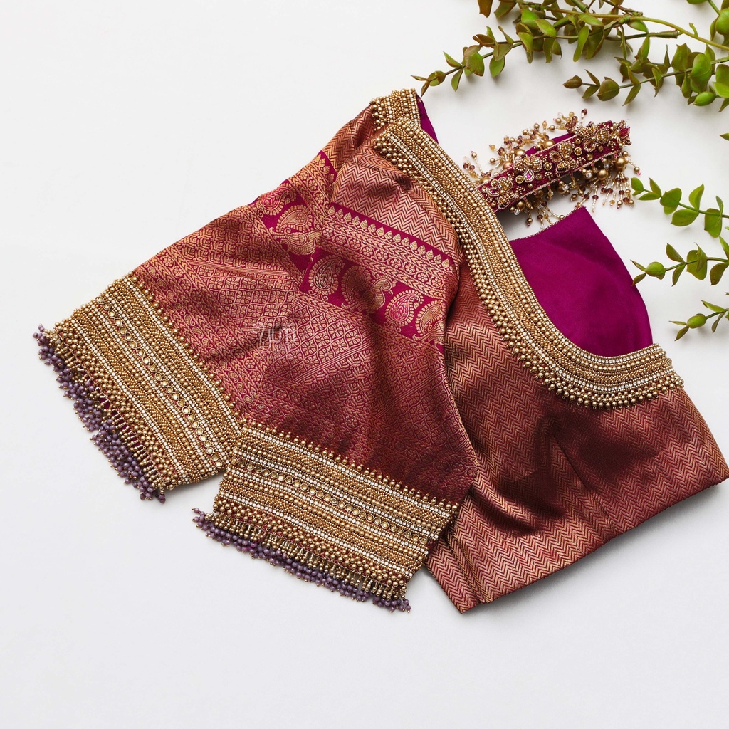 Deep Brown bridal blouse. Stitching