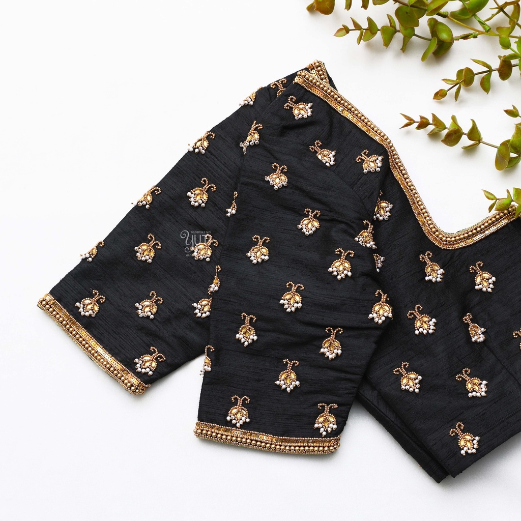 Elegant and chic in my new black Aari Blouse Stitching