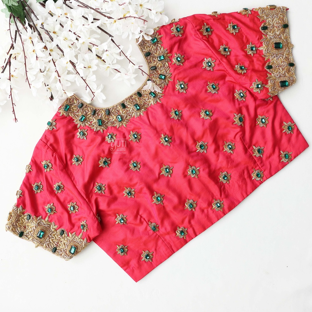 Embrace elegance and tradition with the Cornell Red Bridal Blouse Stitching