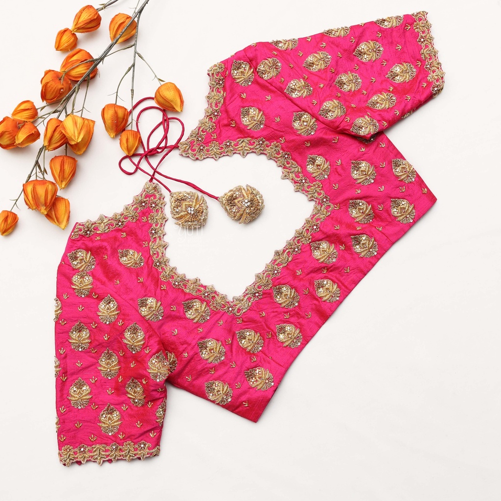 Embrace the beauty of a Pink Bridal Blouse Stitching