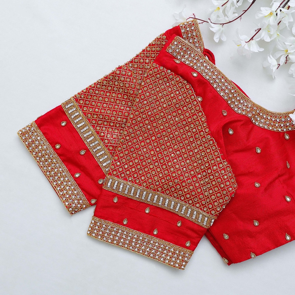 Embracing the golden hues with this stunning embroidery blouse  The perfect blend of elegance and style. Stitching