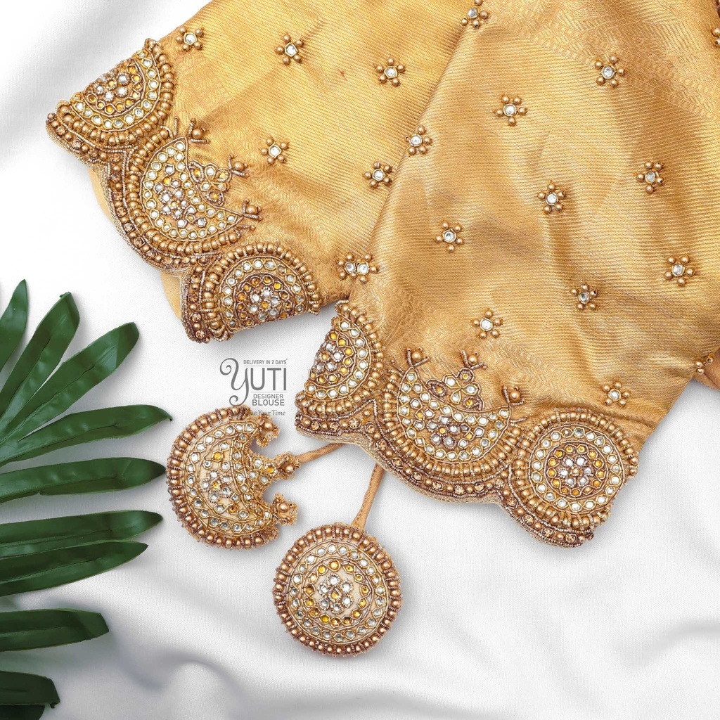 Golden sun and moon bridal blouse Stitching