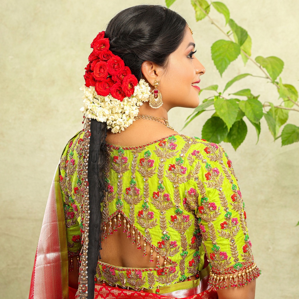 Gorgeous green embroidery bridal blouse Stitching