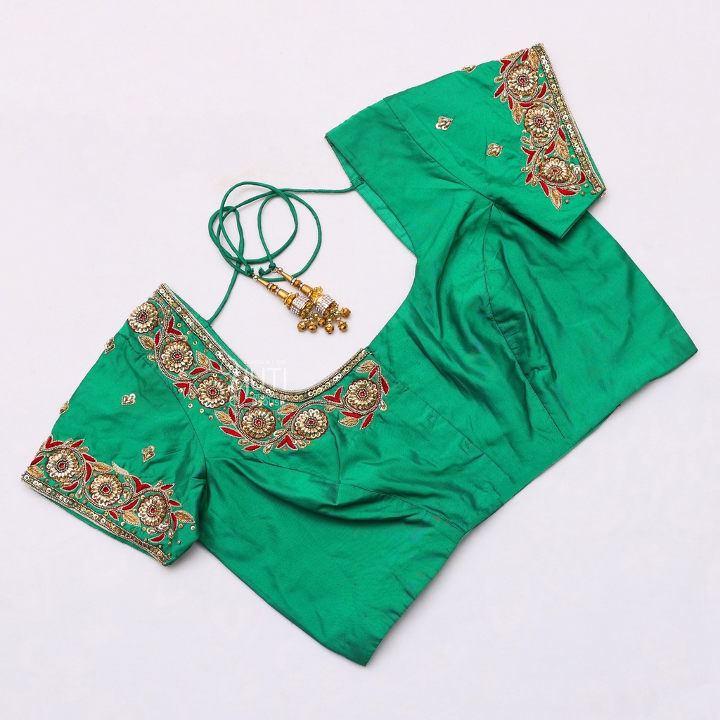 Green Bridal Blouse| SIZE 32 (adjustable up to 28 - 34) Stitching