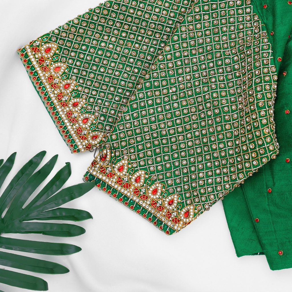 Green Kemp Checks Design Stitching