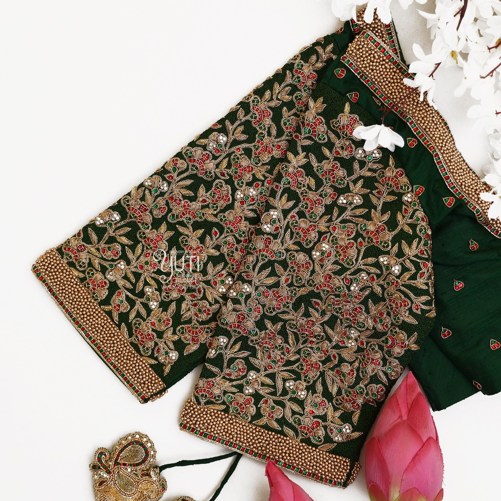 Green Kemp Zardosi design Stitching