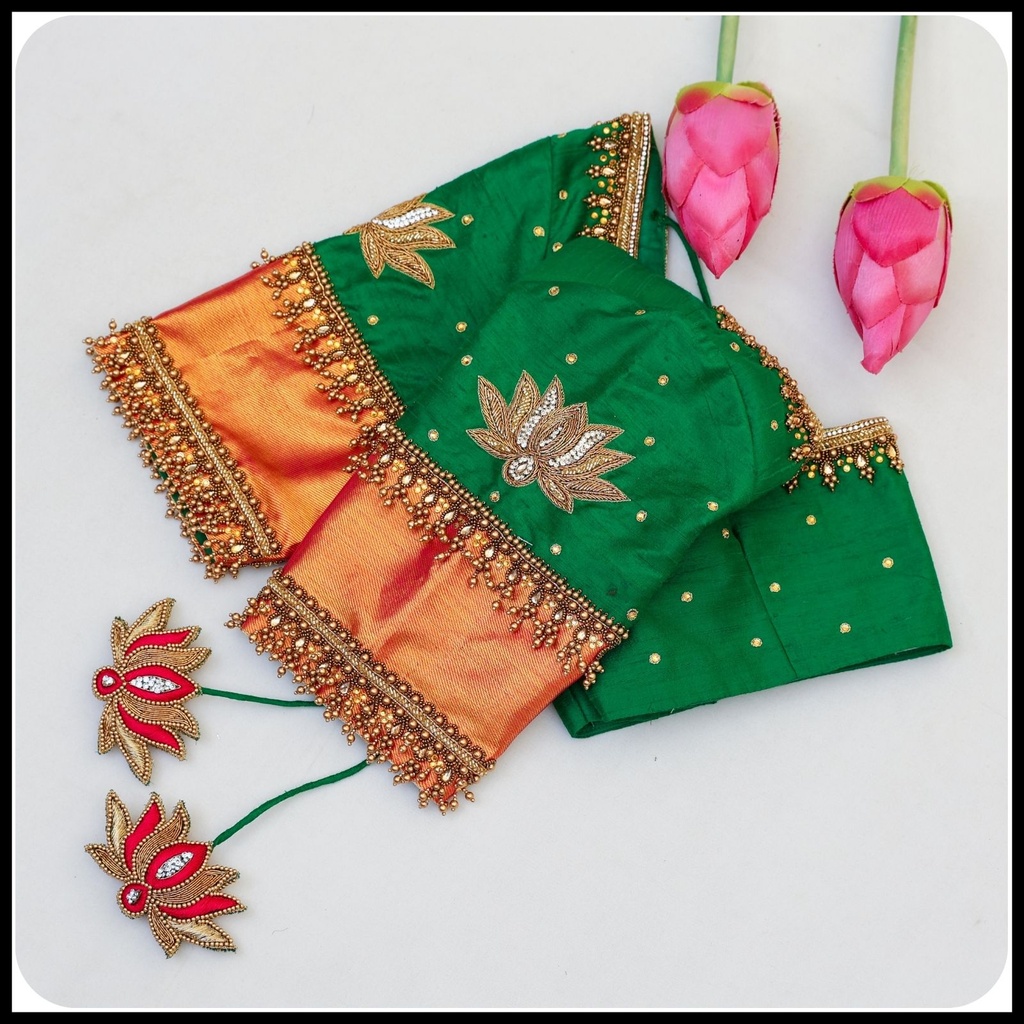Green Lotus Design Stitching