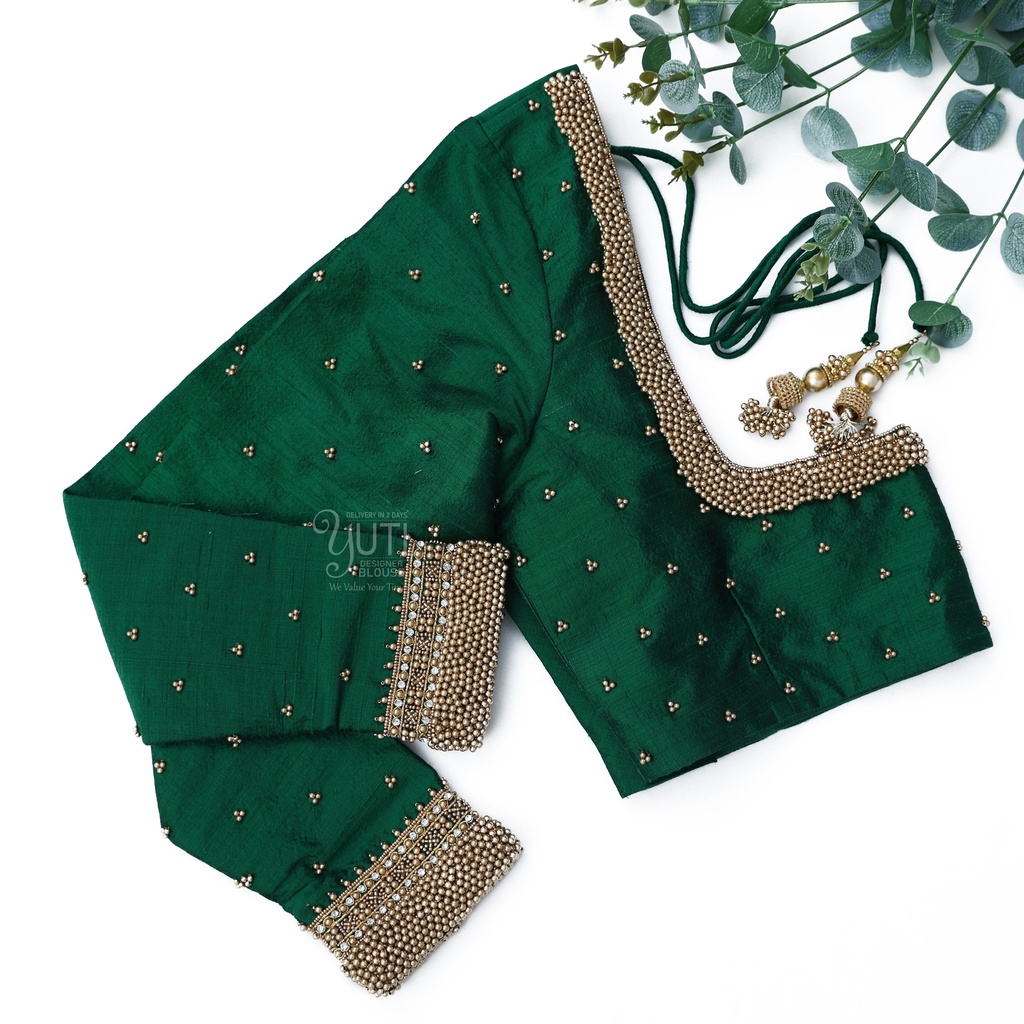 Green Traditional bead design Stitching