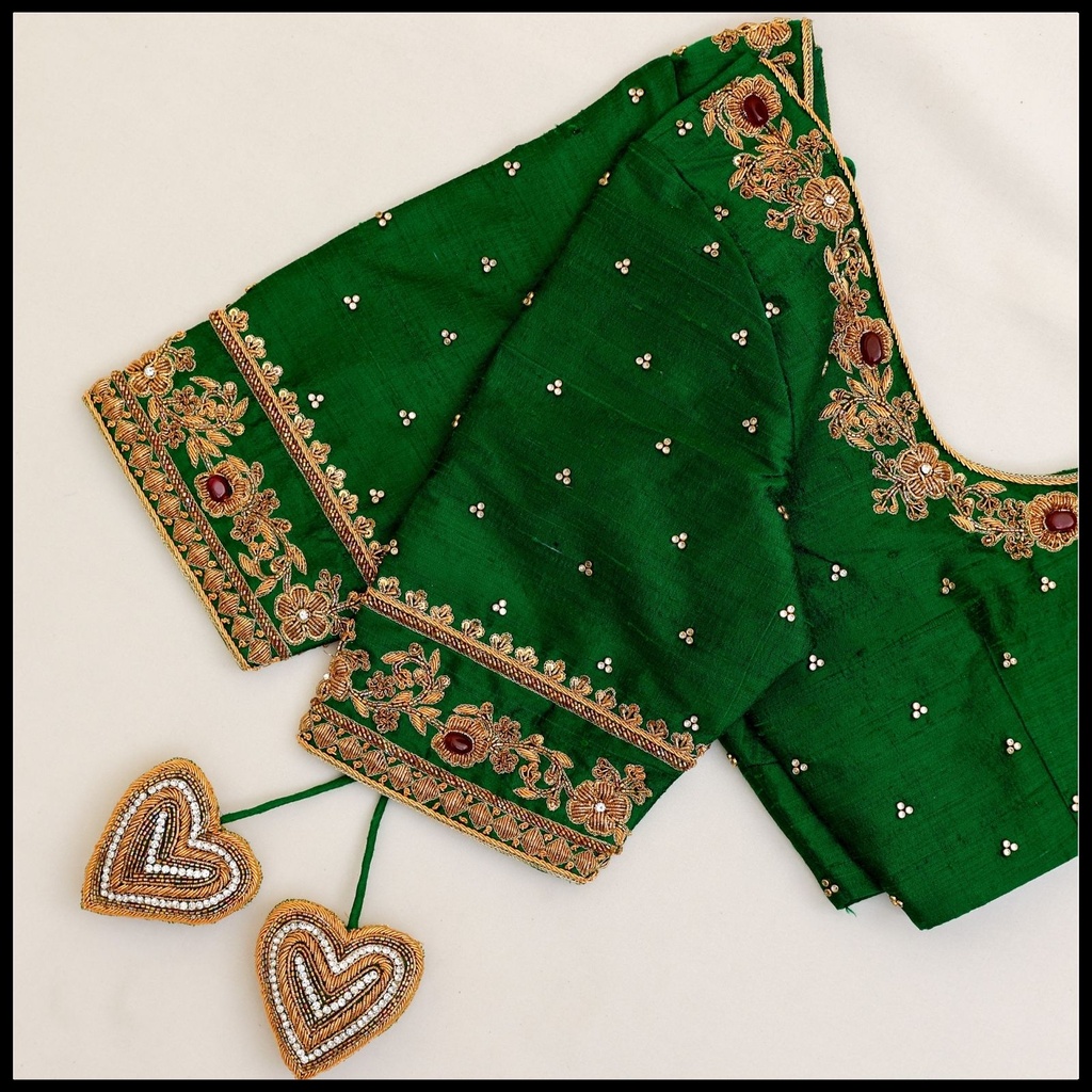 Green floral design  Stitching