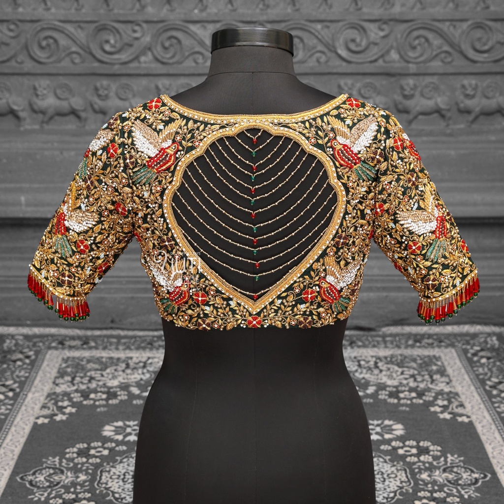 Heavy Embroidery Bridal Blouse with the fusion of patterns Stitching