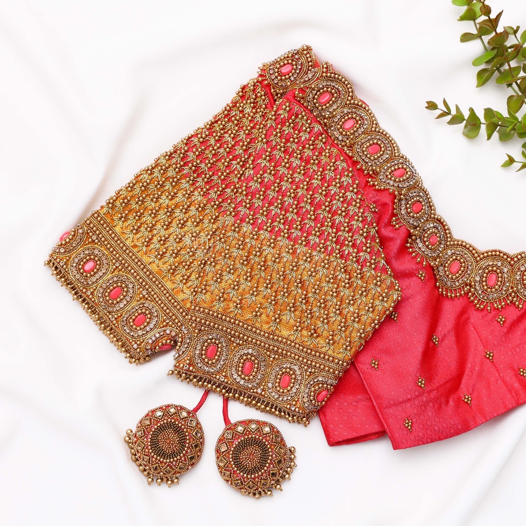 Introducing our stunning Light Red Embroidery blouse! Stitching