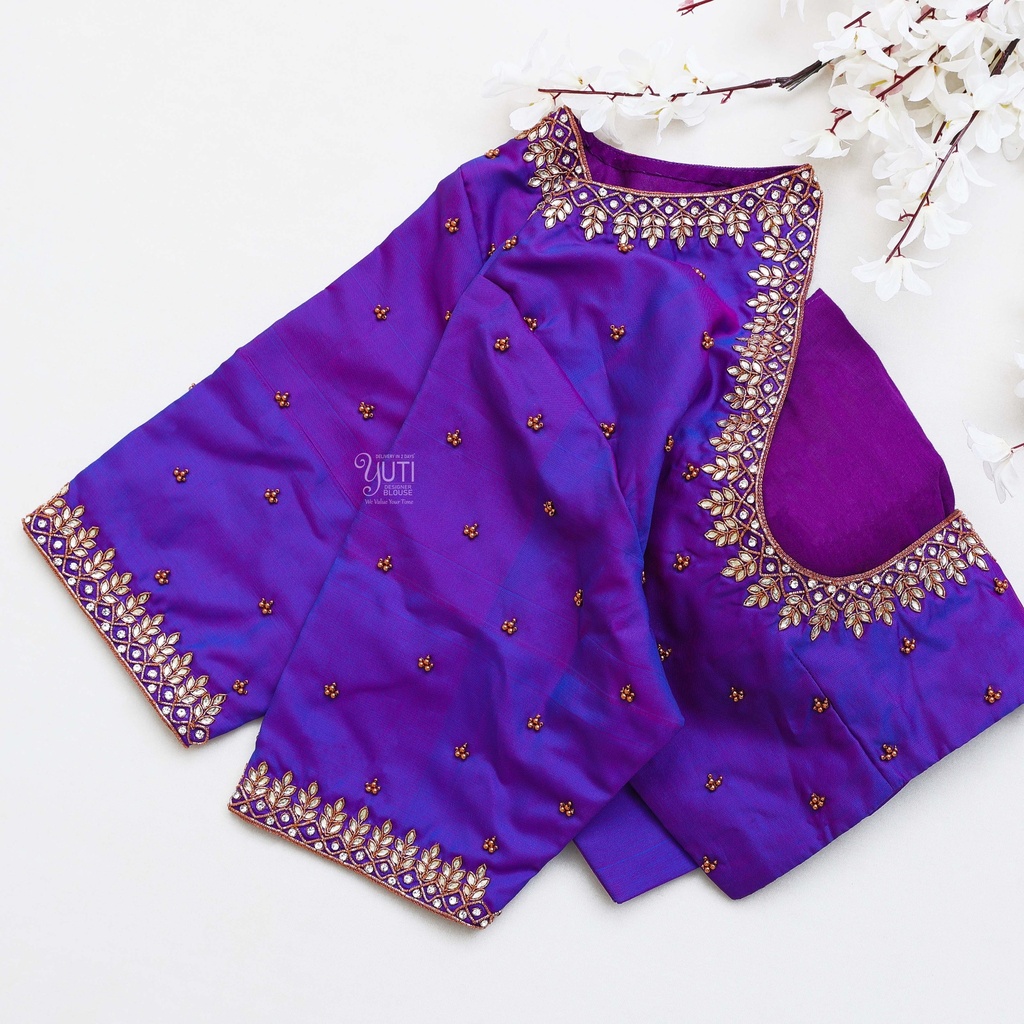 Introducing the Purple Monster hand embroidery blouse Stitching