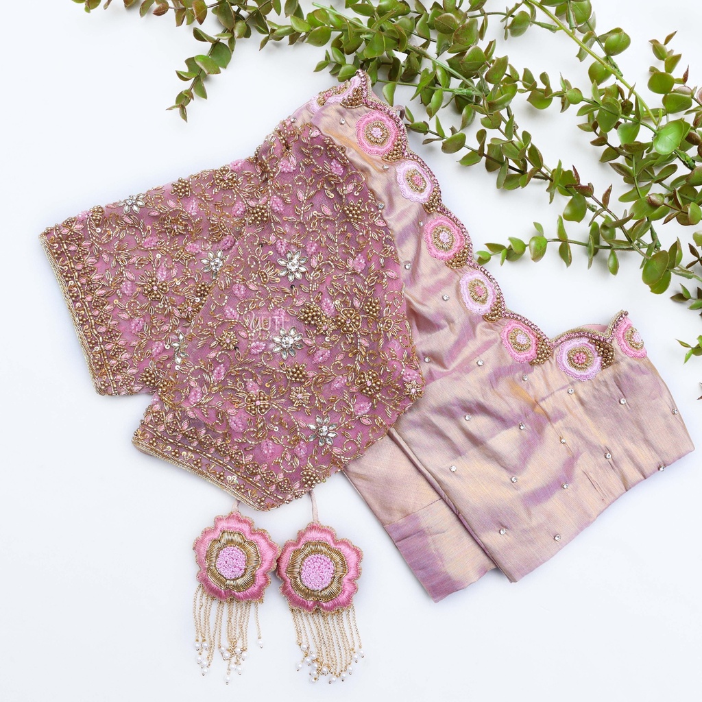 Lavender hand embroidery bridal blouse Stitching