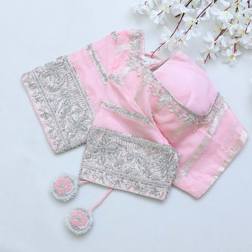 Light Pink Designer Blouse Stitching