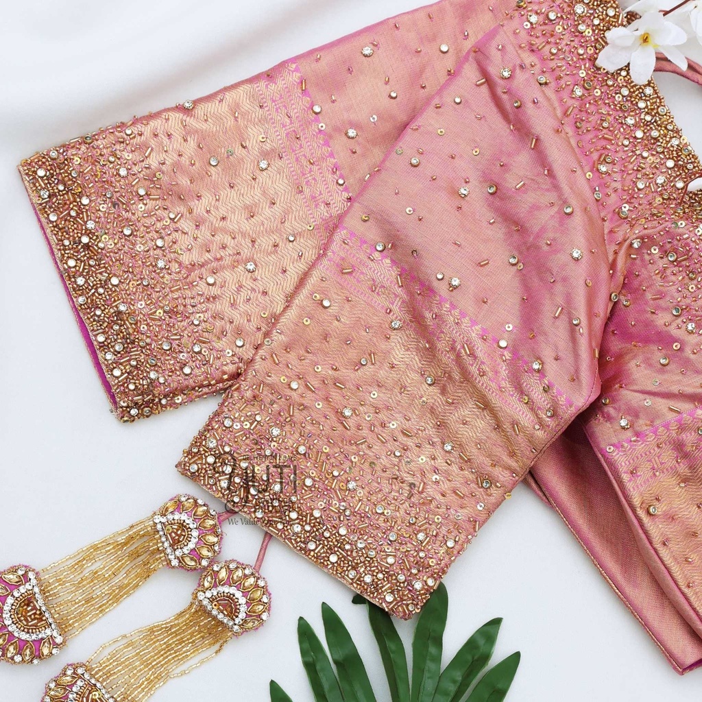 Light Pink stardust bridal blouse Stitching