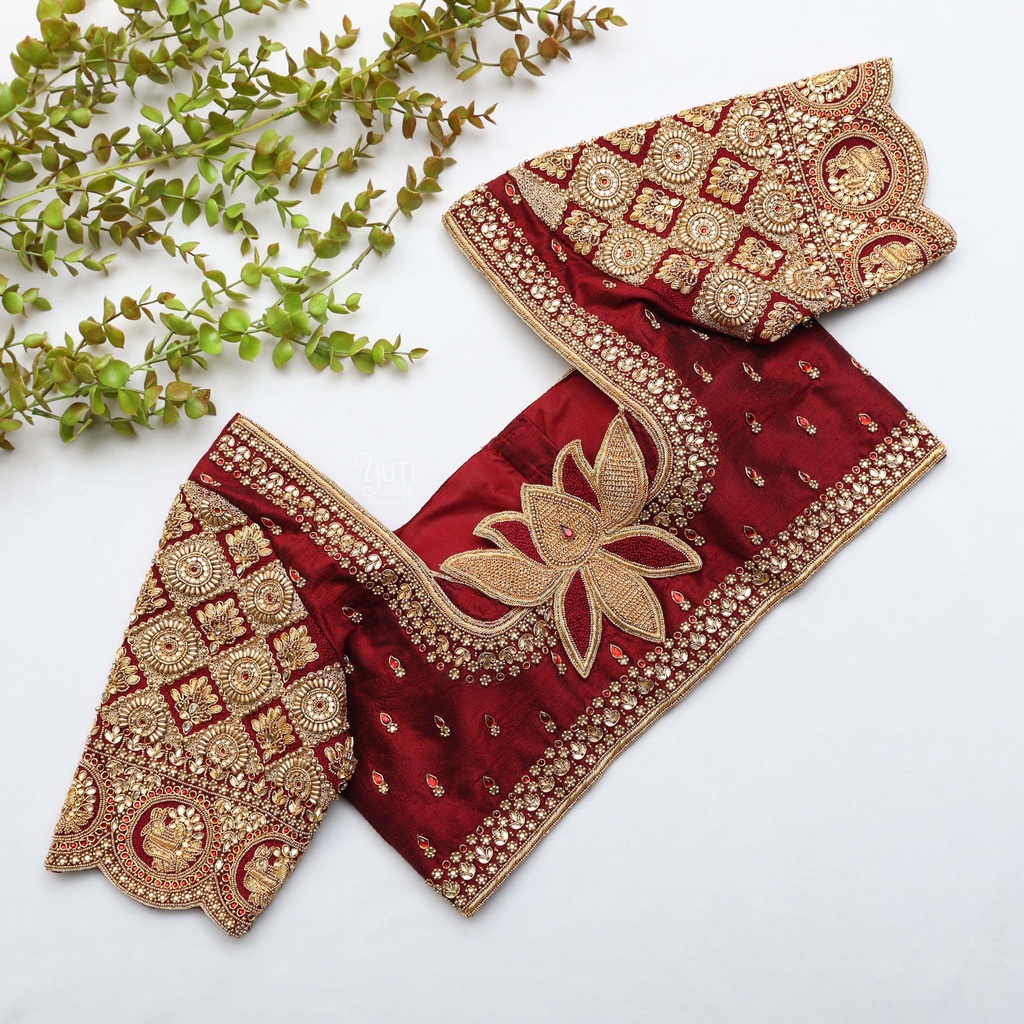 Loving this striking Falu Red Bridal Blouse Stitching