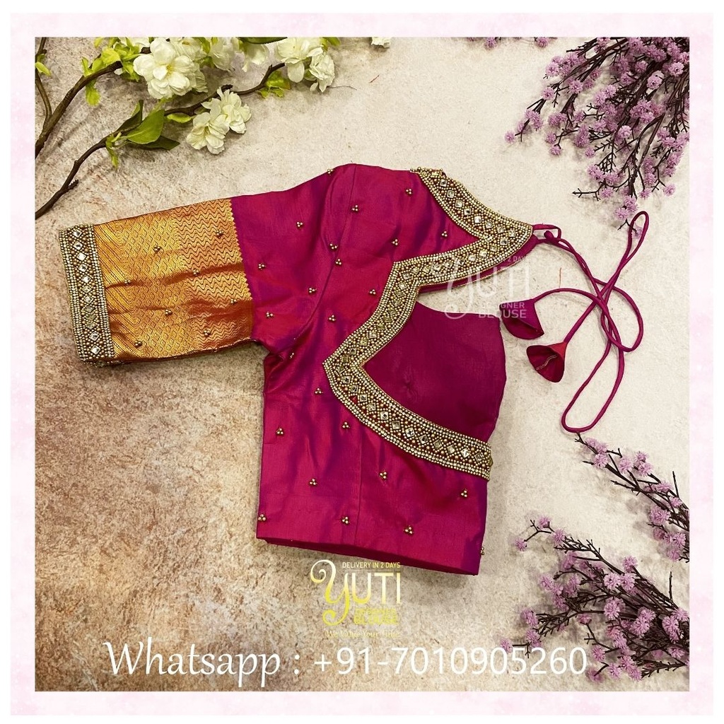 Magenta Kundan Design  Stitching