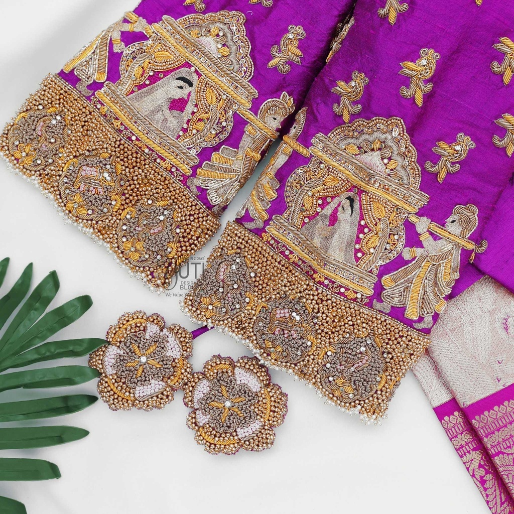 Magenta palanquin bridal blouse Stitching