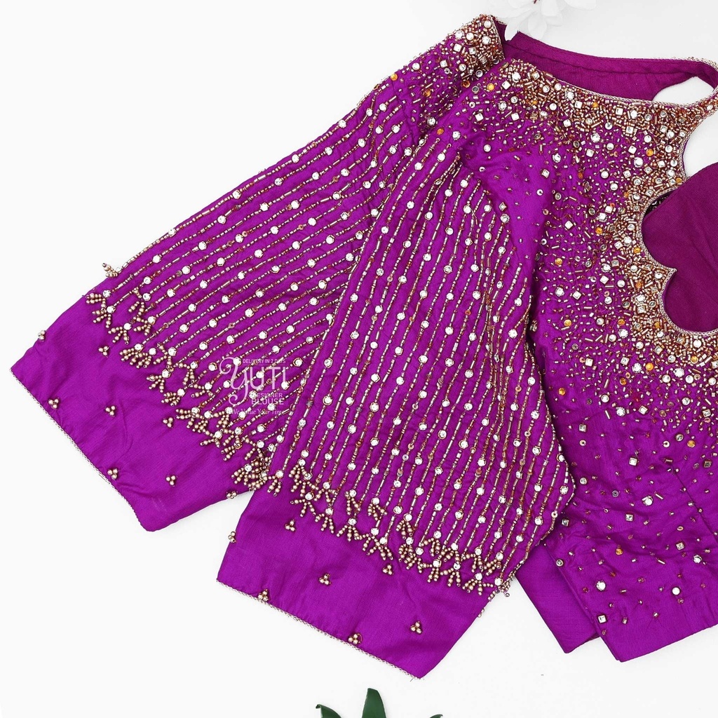 Magenta vertical line stardust bridal Stitching