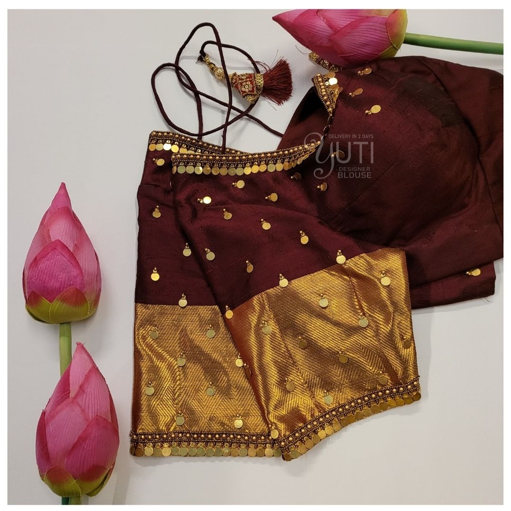 Maroon Coin Design Stitching