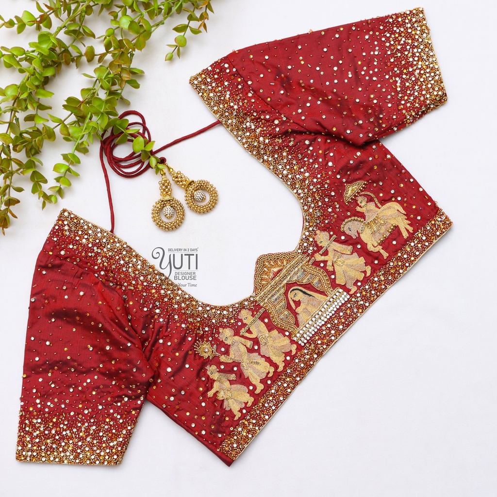 Maroon Stardust and Palanquin Blouse Stitching