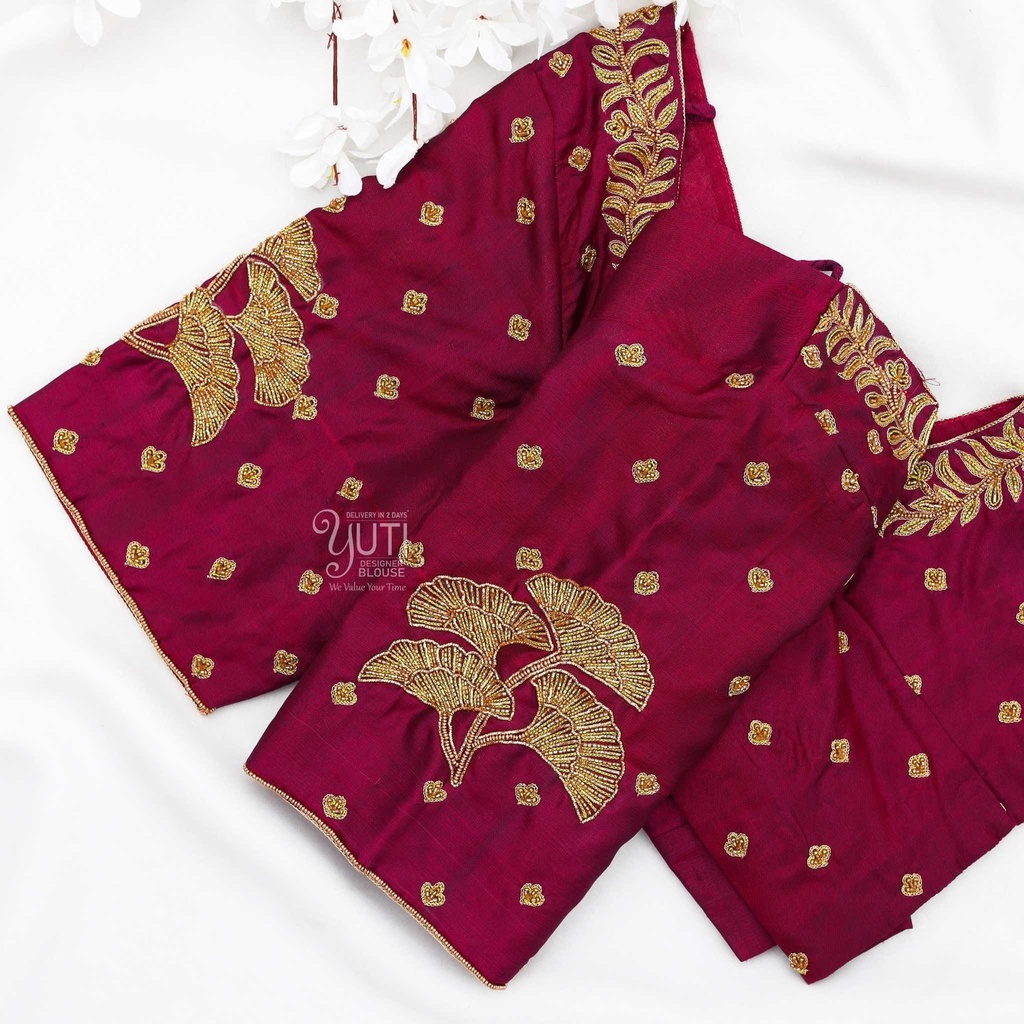 Maroon motif bridal blouse Stitching