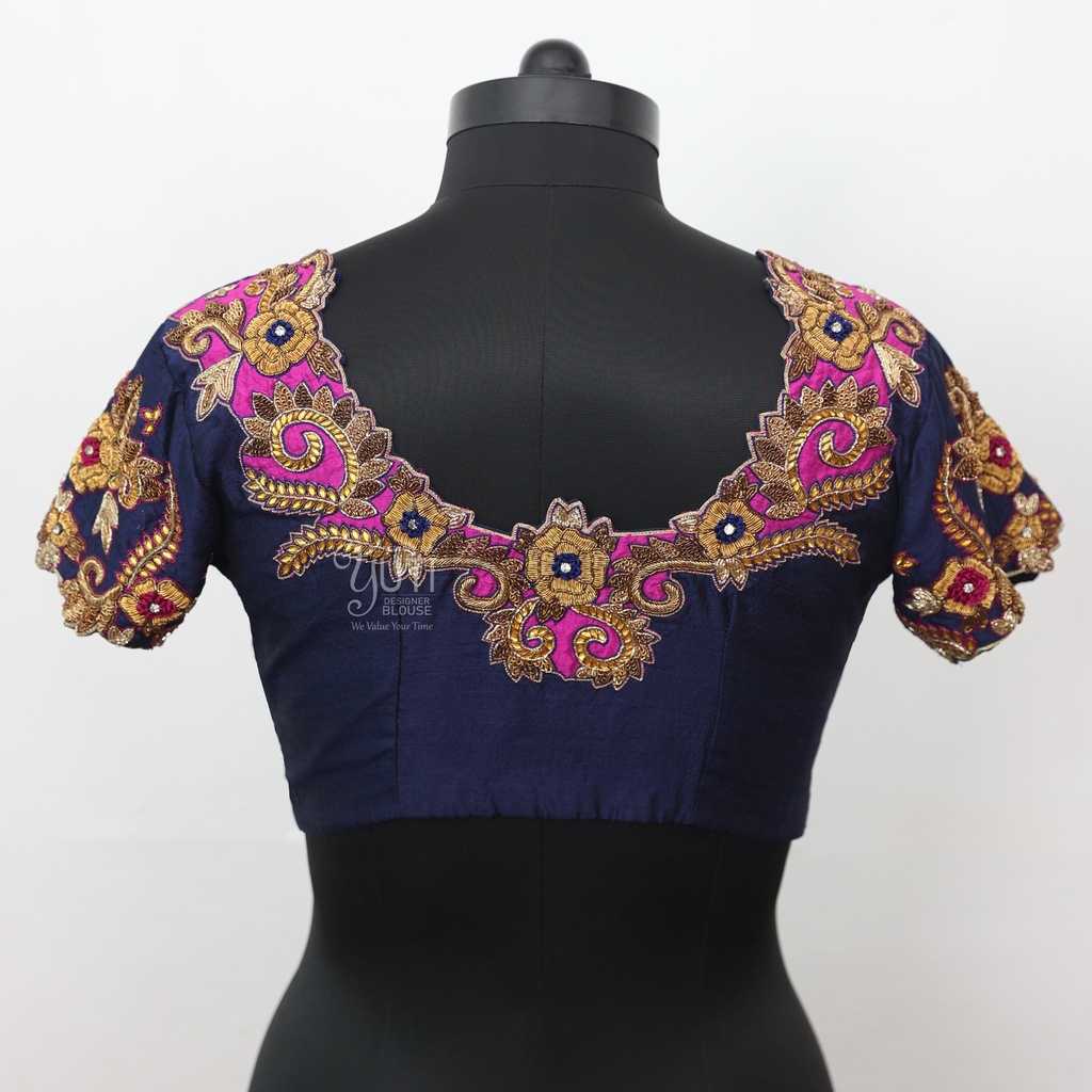 Navy blue aari work blouse | SIZE 32(adjustable up to 28- 34) Stitching
