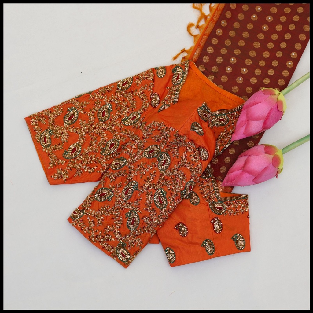 Orange Mango Motifs Design Stitching