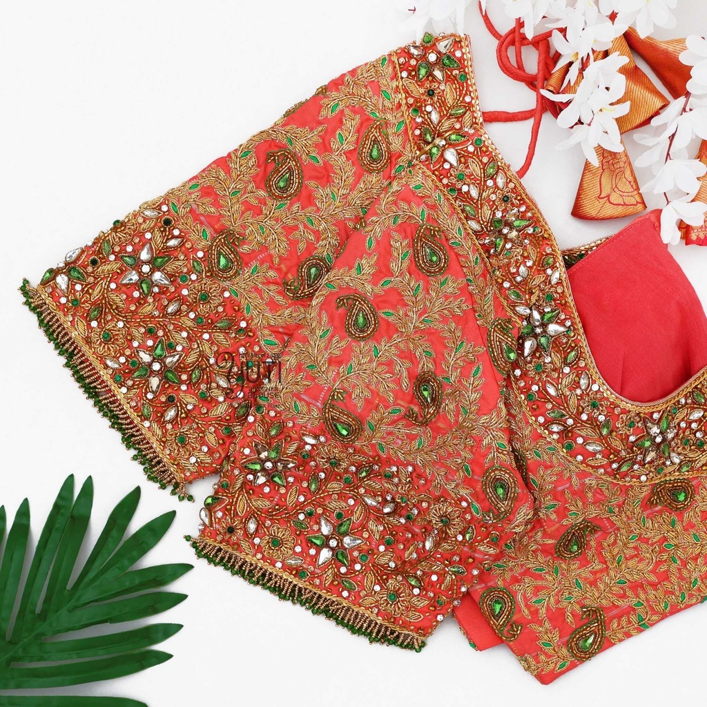 Orange mango bridal blouse Stitching