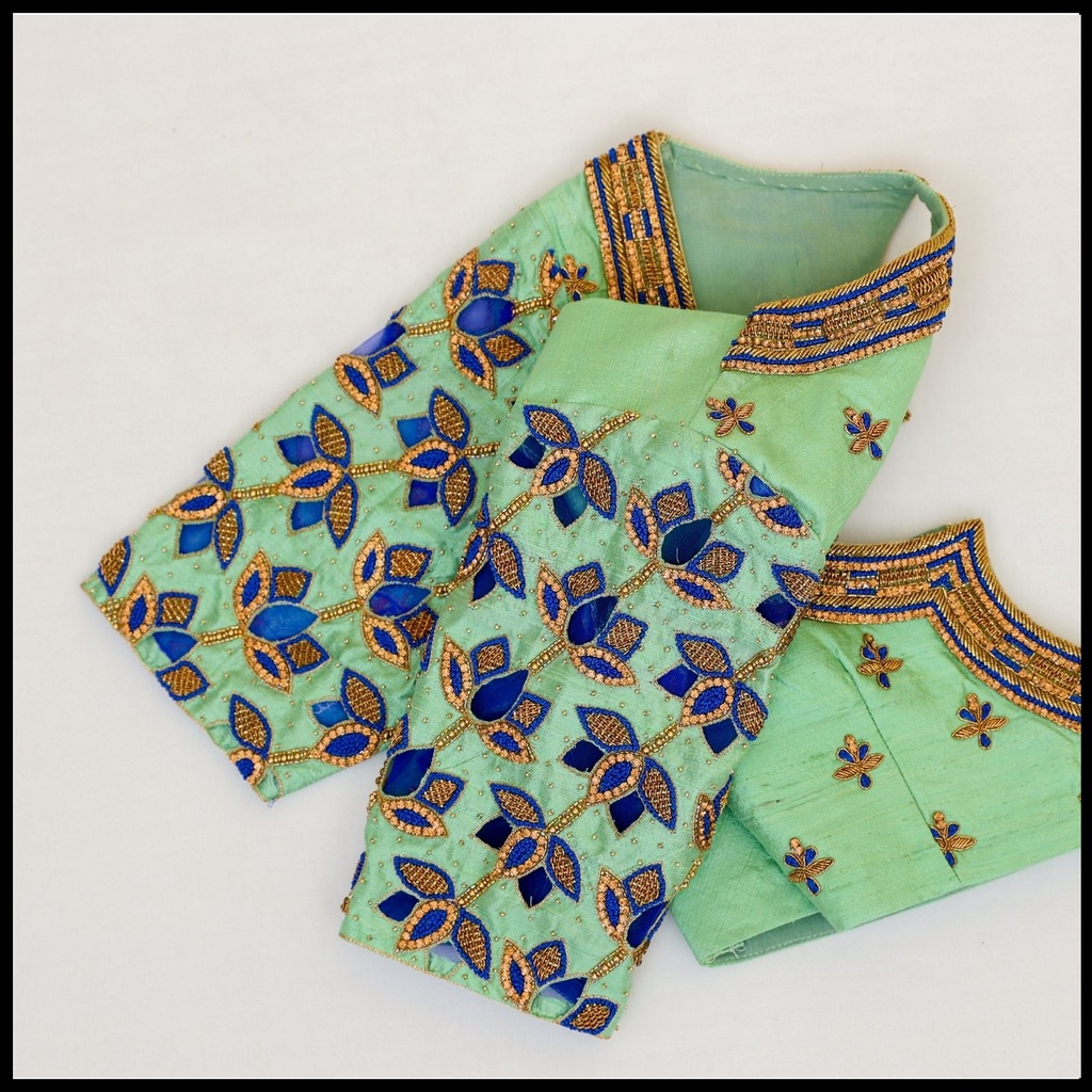 Pastel Green cut work Design  Stitching