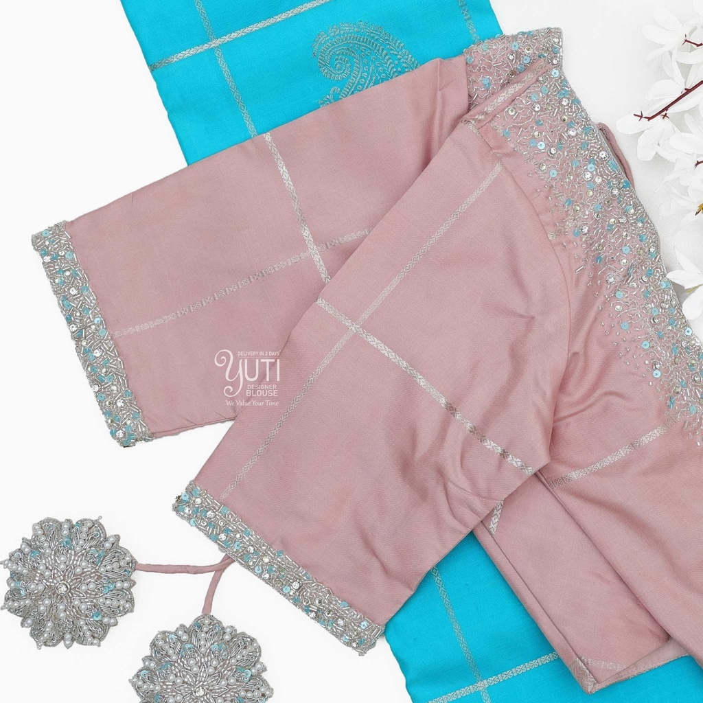 Peach simple stardust bridal blouse Stitching